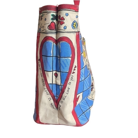 NWT Brighton Love Sparkle Tote Canvas Bag Tom Clancy Design Hearts Cat a… - Picture 11 of 14